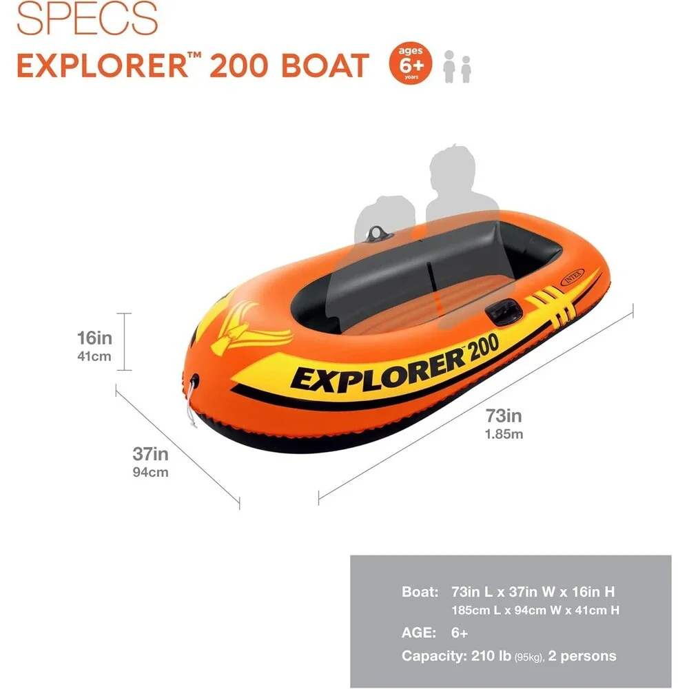 INTEX Explorer Inflatable Series: Dual Air Chambers – Welded Oar Locks Grab Hand
